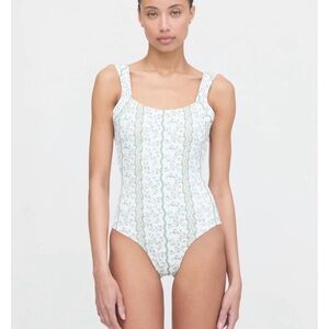 Hill House the Tessa One-Piece Swimsuit in Green Provence Flo